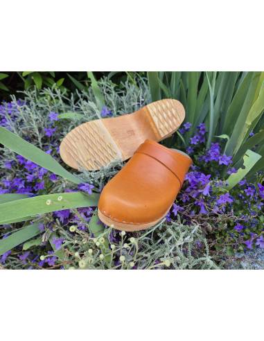 Sueco zuecos de madera cuero vegetal mujer