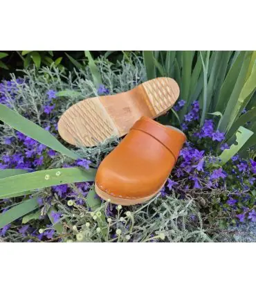 Damen Schwedische Holzschuhe in Gemüse Leder