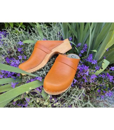 Sueco zuecos de madera cuero vegetal mujer