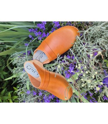 Sueco zuecos de madera cuero vegetal mujer