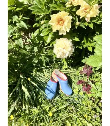Wooden Swedish women lack leather clogs