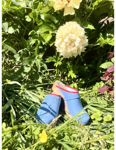 Wooden Swedish women lack leather clogs