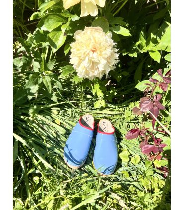 Wooden Swedish women lack leather clogs