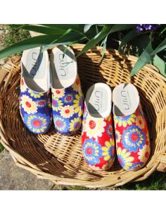 Zuecos suecos de mujer en madera de haya y charol liberty