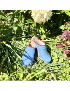 Sueco zuecos de madera cuero charolado mujer