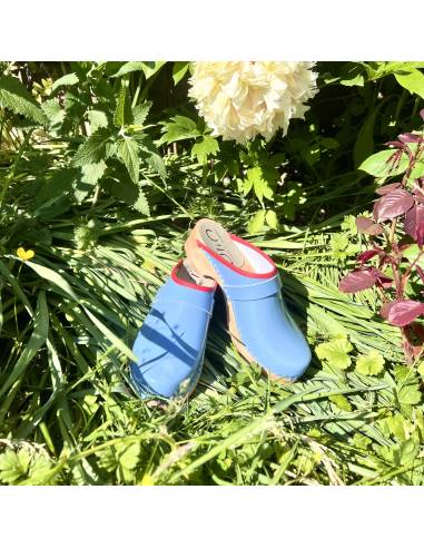 Wooden Swedish women lack leather clogs