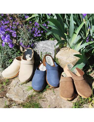 Women's swedish clogs in luxury nubuck suede
