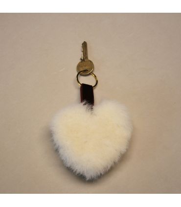 Bijoux de sac porte-clef Coeur en peau de mouton véritable