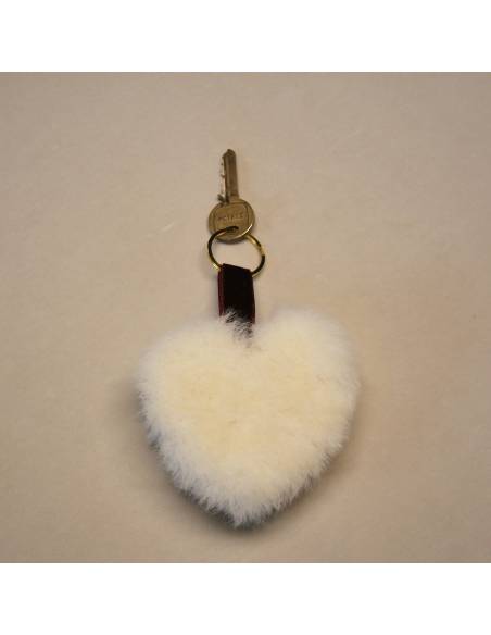 Bijoux de sac porte-clef Coeur en peau de mouton véritable