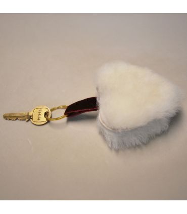 Bijoux de sac porte-clef Coeur en peau de mouton véritable