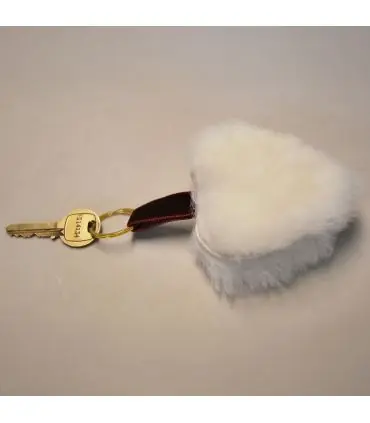 Bijoux de sac porte-clef Coeur en peau de mouton véritable
