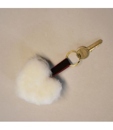 Coeur en peau de mouton véritable écru double face accessoire fabriqué à la main dans le nord de la france 