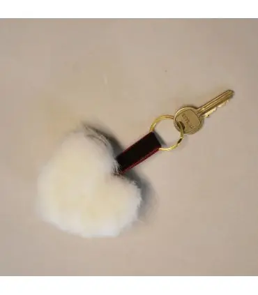 Coeur en peau de mouton véritable écru double face accessoire fabriqué à la main dans le nord de la france 