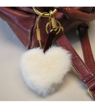 Bijoux de sac porte-clef Coeur en peau de mouton véritable