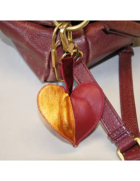Corazón triple de piel de cordero auténtica