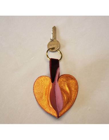 Corazón triple de piel de cordero auténtica