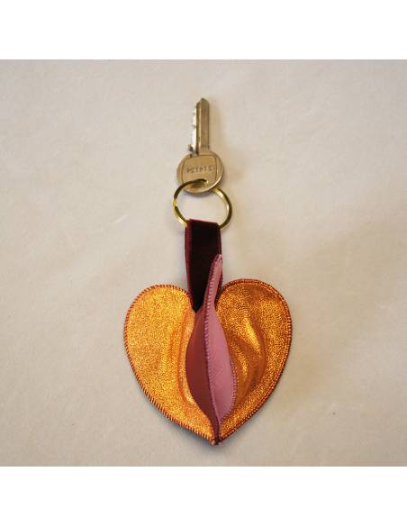 Genuine lamb leather triple heart