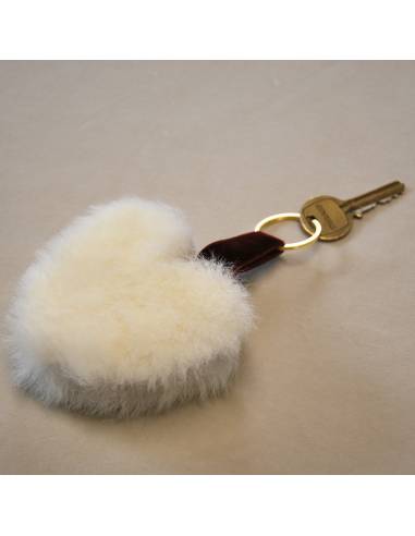 Bijoux de sac porte-clef Coeur en peau de mouton véritable