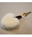 Porte-clé créateur amour coeur double peau lainée mouton mérino blanc écru