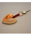 Porte-clé créateur amour coeur en cuir d'agneau orange métallique beige veg 