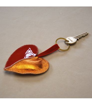 Bijoux de sac porte-clef Coeur face cuir d'agneau véritable