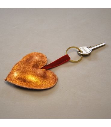 Bijoux de sac porte-clef Coeur face cuir d'agneau véritable