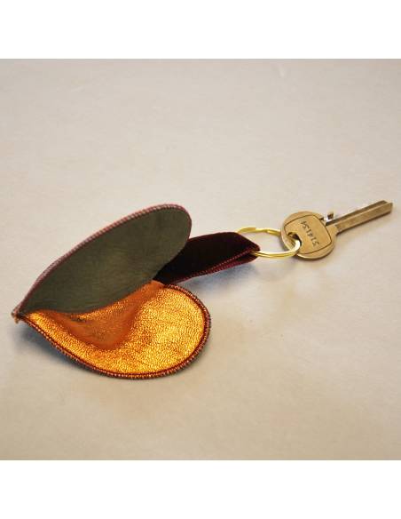 Corazón triple de piel de cordero auténtica