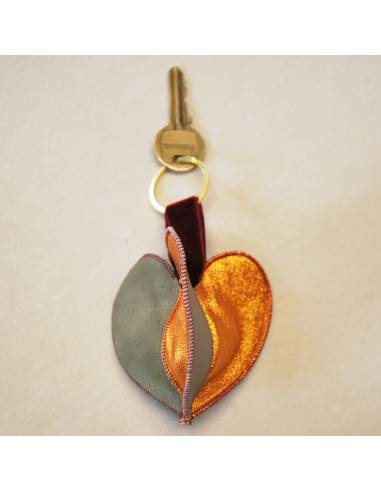 Genuine lamb leather triple heart