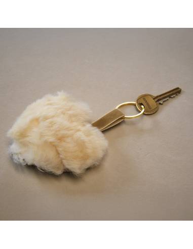 Bijoux de sac porte-clef Coeur en cuir d'agneau et peau de mouton