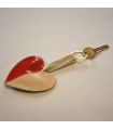 Porte-clé créateur amour coeur en cuir d'agneau vernis rouge et beige veg 