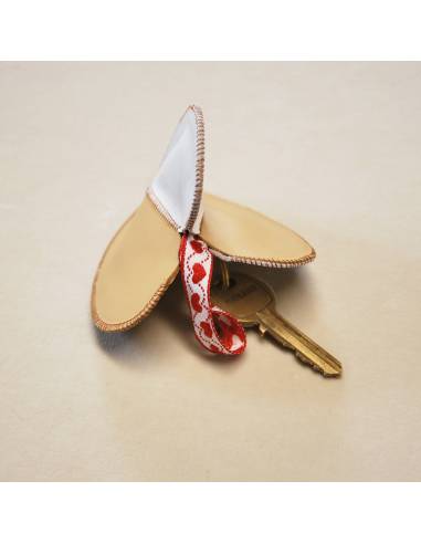 Bijoux de sac porte-clef Coeur triple cuir d'agneau véritable