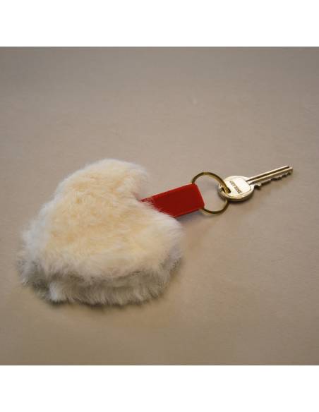 Bijoux de sac porte-clef Coeur en peau de mouton véritable