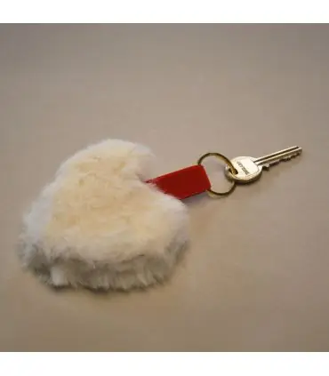Bijoux de sac porte-clef Coeur en peau de mouton véritable