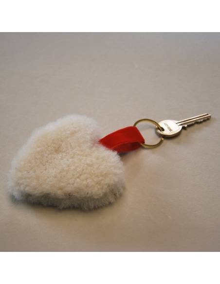 Bijoux de sac porte-clef Coeur en peau de mouton véritable