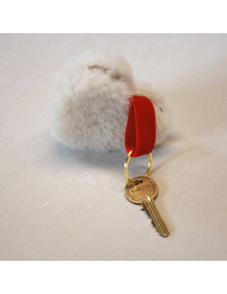 Bijoux de sac porte-clef Coeur en peau de mouton véritable