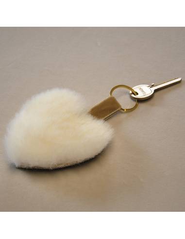 Bijoux de sac porte-clef Coeur en cuir d'agneau et peau de mouton