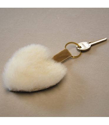 Bijoux de sac porte-clef Coeur en cuir d'agneau et peau de mouton 