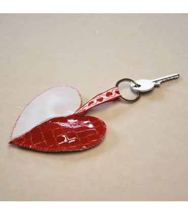 Bijoux de sac porte-clef Coeur face cuir d'agneau véritable