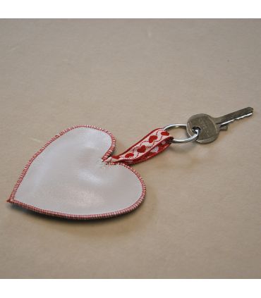 Bijoux de sac porte-clef Coeur face cuir d'agneau véritable