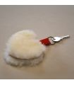 Porte-clé créateur amour coeur double peau lainée mouton mérino crème beige