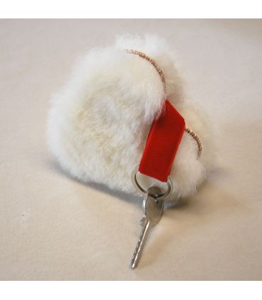 Bijoux de sac porte-clef Coeur en peau de mouton véritable