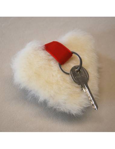 Bijoux de sac porte-clef Coeur en peau de mouton véritable
