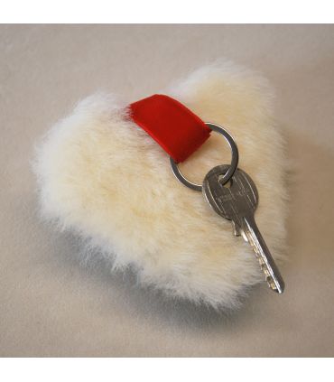 Bijoux de sac porte-clef Coeur en peau de mouton véritable