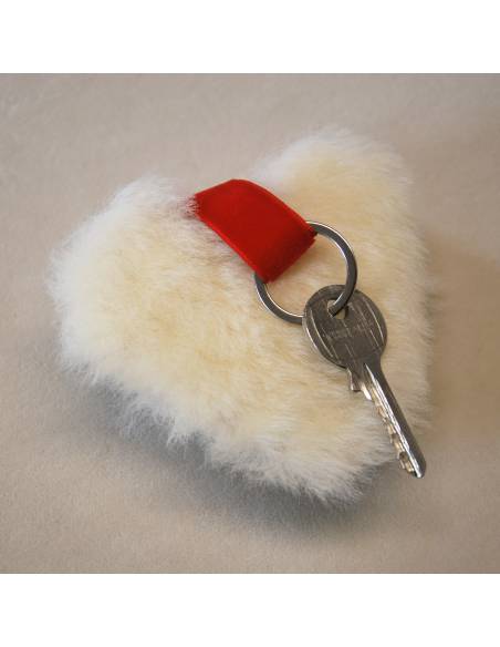 Bijoux de sac porte-clef Coeur en peau de mouton véritable