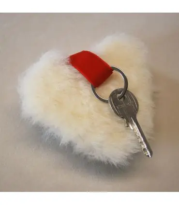 Bijoux de sac porte-clef Coeur en peau de mouton véritable
