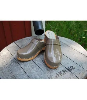 Damen Schwedische Holzschuhe clogs und Leder lack
