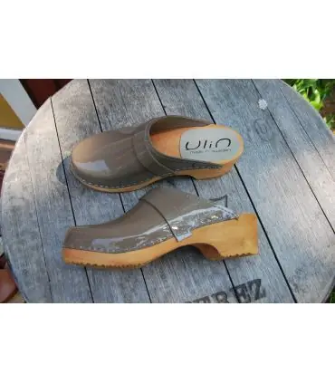 Damen Schwedische Holzschuhe clogs und Leder lack