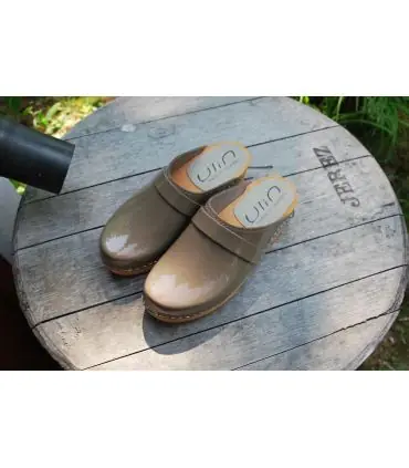 Damen Schwedische Holzschuhe clogs und Leder lack