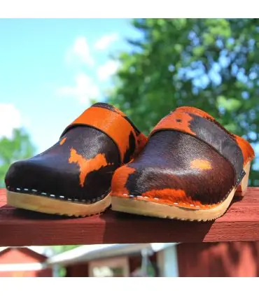 Sabots homme et femme peau orange et noir LIMITED EDITION peau qualité unique 