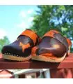 Men's and women's orange and black cow skin clogs LIMITED EDITION 